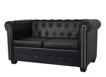 Load image into Gallery viewer, VidaXL Chesterfield Sofa 2-Seater Synthetic Leather Black Modern Sofa For Living Room Or Kids Room Furniture Home Furniture