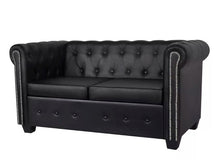 Load image into Gallery viewer, VidaXL Chesterfield Sofa 2-Seater Synthetic Leather Black Modern Sofa For Living Room Or Kids Room Furniture Home Furniture