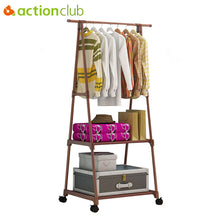Load image into Gallery viewer, Actionclub Multifunction Triangle Simple Coat Rack Stainless Steel Removable Clothes Hanging Hanger Floor Stand Coat Rack Wheels