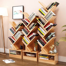 Load image into Gallery viewer, Bookshelf Floor Creative Study Bookcase Tree Shaped Book Rack Furniture Multi-grid Storage Cabinet Abrasion Wooden Display Shelf